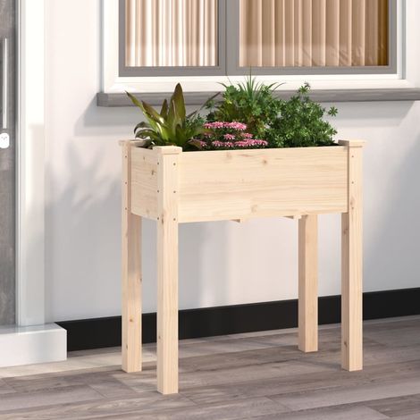 Jardinera con forro interior madera maciza de abeto 71x37x76 cm (1/5)