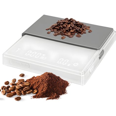 Bilancia digitale compatta per caffè Toivize con timer, precisione di 0,1 g, modalità espresso/filtro, ricaricabile tramite USB-C, custodia in silicone inclusa. (1/5)