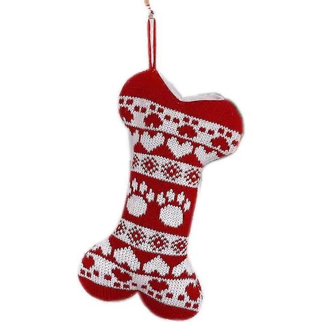 Gestrickte Weihnachtsstrümpfe für Hunde, knochen-/fischförmige Haustiersocken, geeignet für Hunde, Weihnachtsdekoration (1/5)