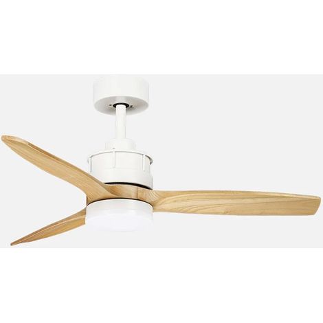 Ventilateur Barrax DC 18 W Blanc/Hêtre 3 pales 6 vitesses 106d Éclairage optionnel 2250 lm 300045006500KK Télécommande + mémoire (1/2)