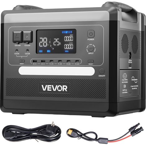 Station Électrique Portable 2160 Wh Générateur Solaire Portable 2400 W Station Alimentation pour Camping Véhicules Loisirs, 10 Ports Sortie, Puissance Entrée Réglable, Panneau Solaire Non Inclus (1/5)
