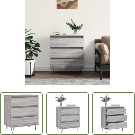 Holzwerkstoff - Sideboard Grau Sonoma 60x35x70 cm Holzwerkstoff (1/5)
