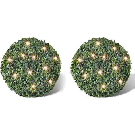 Boxwood Ball Artificial Leaf Topiary Ball 35 cm Solar LED String 2 pcs vidaXL