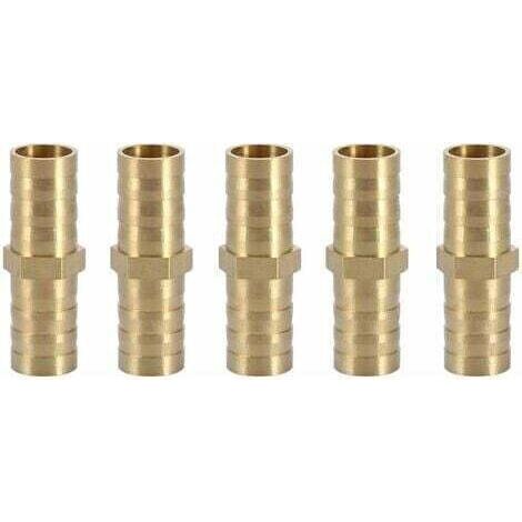 Barbed Straight Connector, Brass Two-way Straight Pipe Adapter Pipe Fitting Joint Tube Fitting 10mm(10mm 5pcs) (1/4)