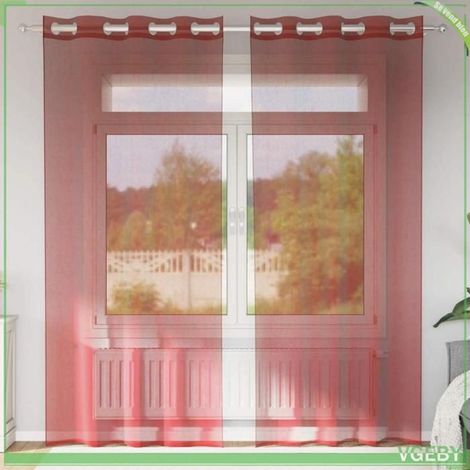 Rideaux en voile - FAFEISY - 4102158 - rouge bordeaux - 2 pièces - 8 œillets (1/5)