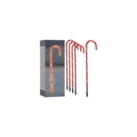 Lot de 5 cannes à sucre LED 37 cm, rouge et blanc Bâtons lumineux pour jardin, décoration de Noël, piquet et marqueur de chemin. (1/5)