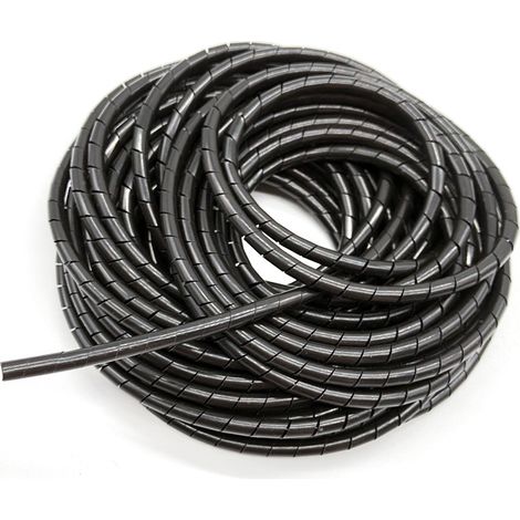 Gaine Spirale Flexible Universel 6mm, Kit de Câble Rangement de Tube d'Enroulement de Câble en Spirale pour Protéger Le Câble d'Antenne TV/PC/USB/Télé/AUX- (15m) Noir