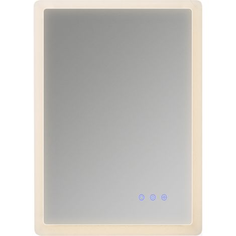 Moments of Glass Espejo de Banho Rectangular con Iluminacion LED, Espejo de Pared 50x70cm, Interruptor Tactil, Iluminaci�n empotrada con Tres Colores, Luz Regulable, Funcion Antivaho Mellow (1/5)