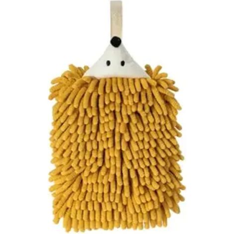 Essuie-mains de cuisine Serviette de salle de bain avec boucle de suspension Serviette en microfibre absorbante douce Séchage rapide Jaune