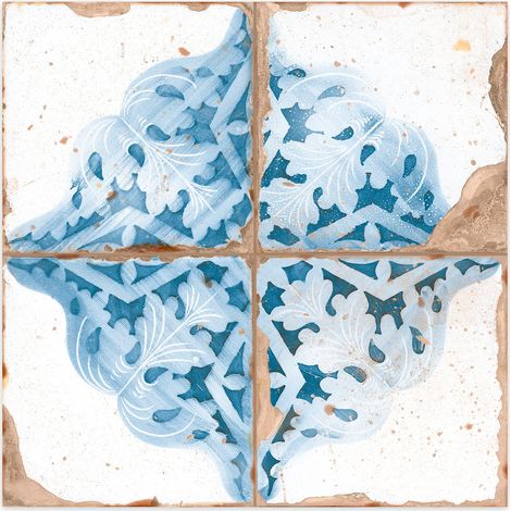 Carrelage Vintage Bleu Nature 33x33x0,95 cm Rhodes - Sol et mur intérieur (vendu par carton de 1,09 m²) - RO'MA CARRELAGE