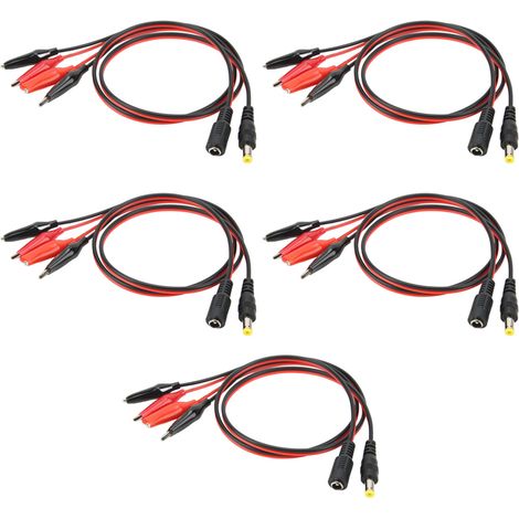 Lot de 5 câbles adaptateur DC avec pince crocodile mâle/femelle, test de batterie, 50 cm (1/5)