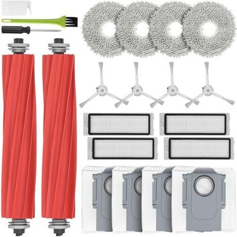 18-teiliges Zubehörset für Saugroboter – Hauptbürste, Tücher, Beutel, Filter, Seitenbürsten – für Roborock Q, Revo und P10 – Schwarz und Grau (1/5)