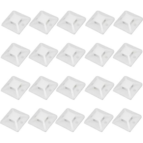 BEBUSINGOTO 500 piezas bridas adhesivas para cables - 25 x 25 mm - Fijación de cables - Sujetacables - Soporte adhesivo - Base de fijación (blanco) (1/5)