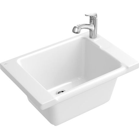 O.novo, Articoli speciali, 860 x 355 x 605 mm, foro per rubinetto a destra preforato, troppopieno a sinistra, Porcellana sanitaria Bianco