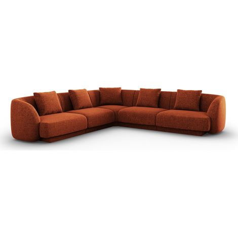Canapé d'angle symétrique 5 places en chenille terracotta (1/5)
