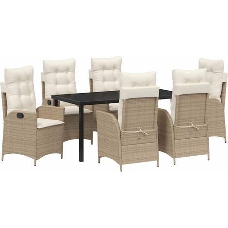 Maison Exclusive - Conjunto de Comedor de Jardín 7 pcs Beige ratá (1/5)