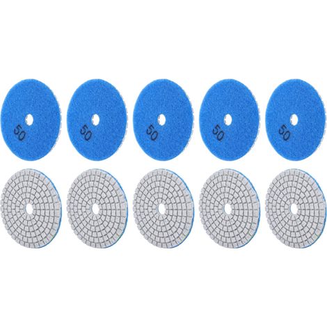 Lot de 10 disques de ponçage diamantés de 7,6 cm (3 pouces) pour le polissage du marbre, du béton et de la pierre (grain 50).