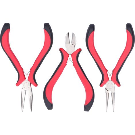 Ensemble de 3 pinces à bec rond et à bec fin pour la fabrication artisanale de bijoux : outils de sertissage, d'enroulement et de coupe (1/5)