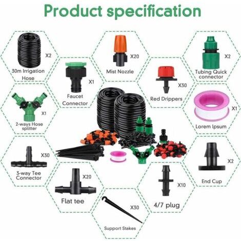 NALOOKAMIC Kit d'Irrigation Goutte �� Goutte Automatique - 149 Pcs - Id��al pour l'Arrosage Automatique du Jardin et des Plantes - Inclus un Tuyau Goutte �� Goutte de 30M--