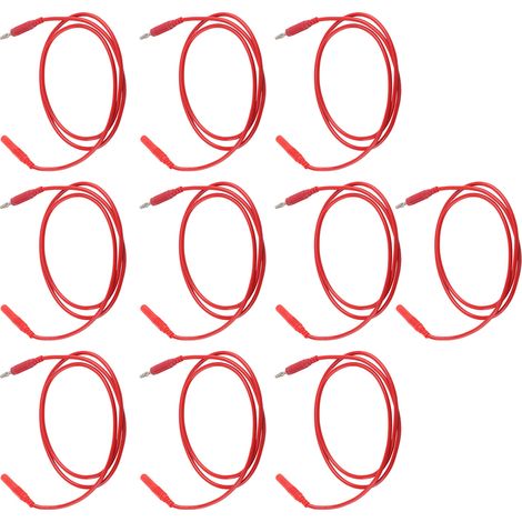 Lot de 10 cordons de test avec fiches bananes, laiton, PA, cordons de test électriques pour multimètres, pièces automobiles, 4 mm, rouge (1/5)