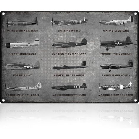 Plaque Métal Avion Guerre Vintage 20×30cm Décoration murale militaire pour passionnés, fan de l'armée, cadeau homme (1/5)