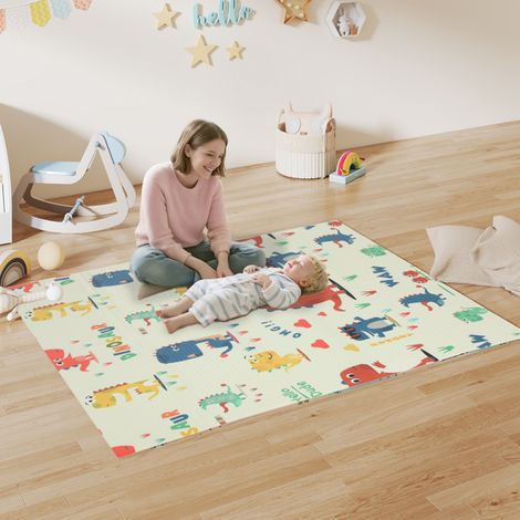 Bright Dinosaur Pattern Baby Play Mat-Soft XPE Foam,Water-Resistant,Large 2.57㎡,Anti-Slip,Foldable,Portable for Kids 0-6 Years (1/5)