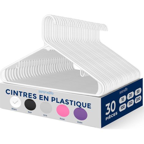 Cintres - Cintres en Plastique - Antidérapants - Porte-vêtements Gain de Place - Durables et Robustes pour Chemises, Pulls, Sweats, Vêtements pour Enfants et Robes - Lot de 30 - Blanc (1/5)
