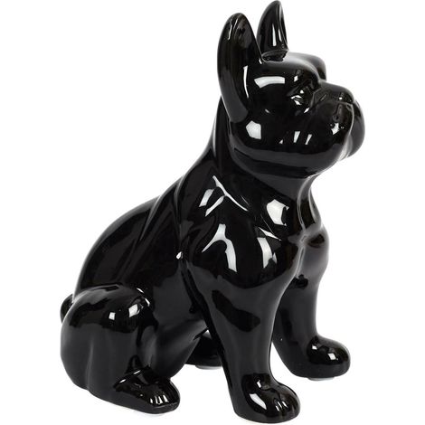 FIGURINE DÉCORATIVE DE CHIEN BOULEDOGUE FRANÇAIS NOIR (1/5)