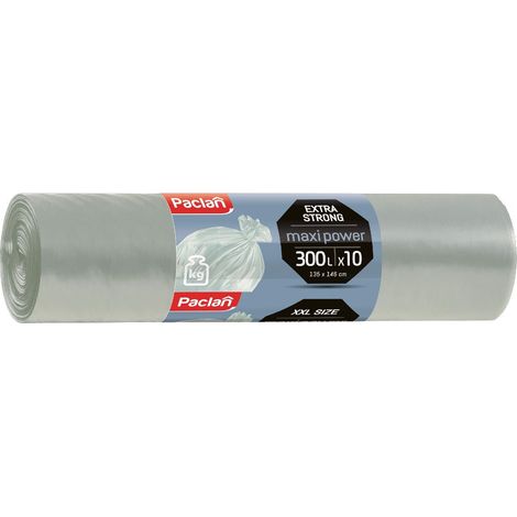 Sacchi per la spazzatura 300L grigi 10 pezzi Maxi Power Paclan