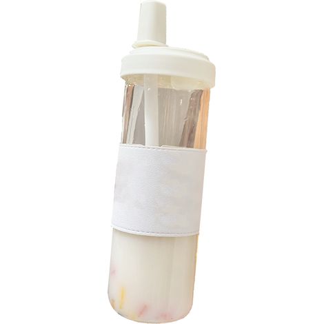 Wasserflasche mit Strohhalm 850 ml, niedlicher Reisebecher mit abnehmbarem Deckel, wiederverwendbarer Plastikbecher, gesund und sicher, hitzebeständig, N6-Hülle. (1/5)
