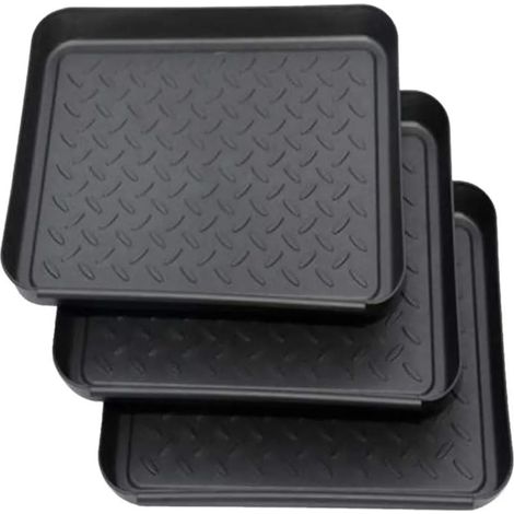 Ensemble de 3 supports à chaussures/plateaux d'égouttage en plastique, petits tapis à chaussures/tapis d'égouttage/plateaux de rangement/bacs à chaussures/plateaux d'égouttage, 35 x 27 x 3 cm (1/4)