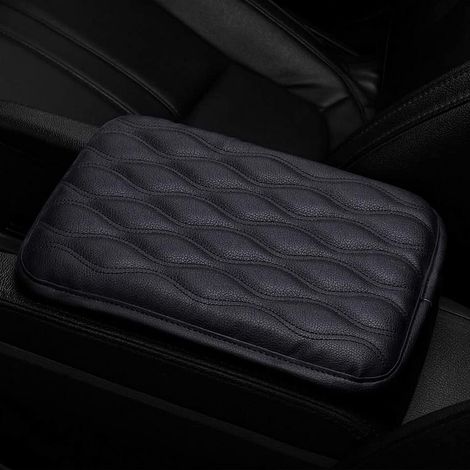 Coussin accoudoir universel en cuir PU, Protecteur de la boîte de console centrale imperméable Protecteur (noir) (1/5)