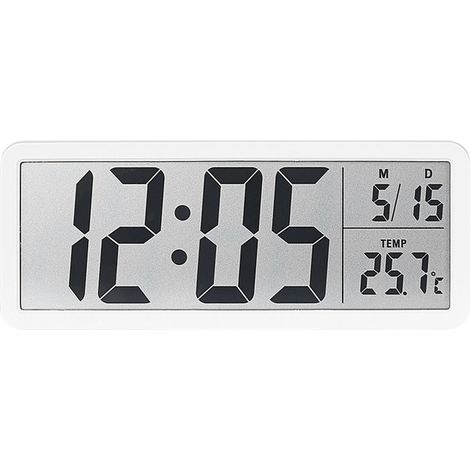 Horloge murale numérique à piles avec grands chiffres affichage de la température et format 12 ou 24 heures pour bureau salon et chambre couleur blanche (1/4)