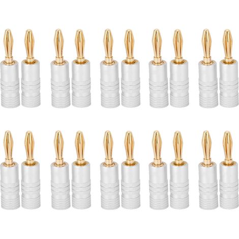 20 Pièces Connecteur Audio Banana 4mm Doré Laiton Antihumidité pour Enceintes NAKAMICHI (1/5)