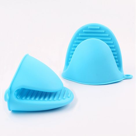 2 pcs Gants en silicone alimentaire anti-chaleur anti-dérapant pour cuisine maison four micro-ondes protection doigts (1/2)
