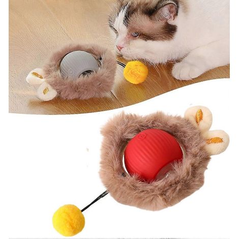Bewegungsaktiviertes interaktives Katzenspielzeug, selbstrotierender Ball mit Lichtern, USB-aufladbar, automatisches elektrisches Mausspielzeug für Wohnungskatzen