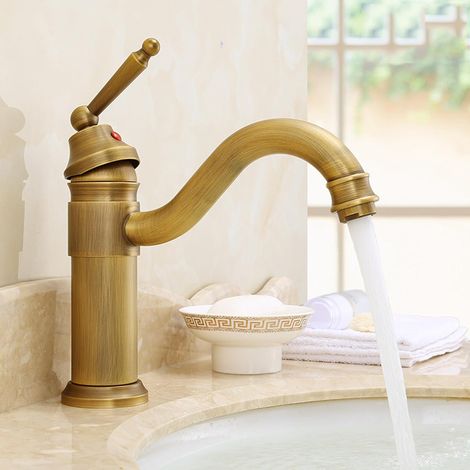 Mitigeur pour vasque, laiton, monotrou, eau chaude/froide (1/5)