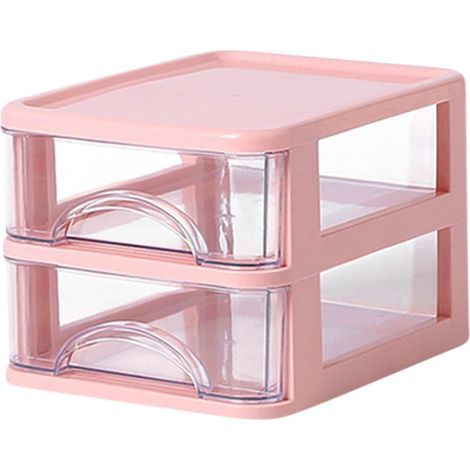 Organizador de escritorio, cajones de plástico, almacenamiento de cosméticos, transparente, para oficina, dormitorio, baño (1/5)