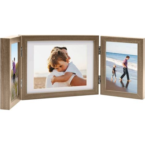 Trifold Photo Frame Collage Light Brown 22x15 cm+2x vidaXL