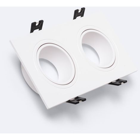 Spot LED Downlight Carré Inclinable GU10 6W Coupe 75x150mm PC Blanc / Noir Blanc neutre No Flicker 4000K (1/2)