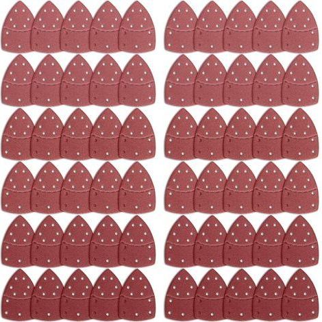 60 Feuilles Abrasives pour Ponceuse,Triangles Papier Poncage Ponceuse Mouse,Papier Abrasif pour Ponceuse à Souris pour Ponceuses Bosch Multi-Sander,11 trous assortis Grain 40/60/80/120/180/240 (1/4)