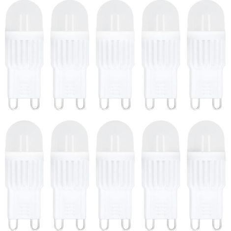 Lot de 10 ampoules LED G9 dimmables 2W 500lm (équivalent halogène 30W) pour lustre, plafonnier et applique murale (220V, lumière blanc chaud). (1/5)