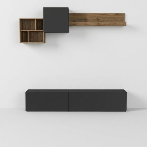 Meuble TV mural de salon moderne minimaliste Sovan - Anthracite (1/5)