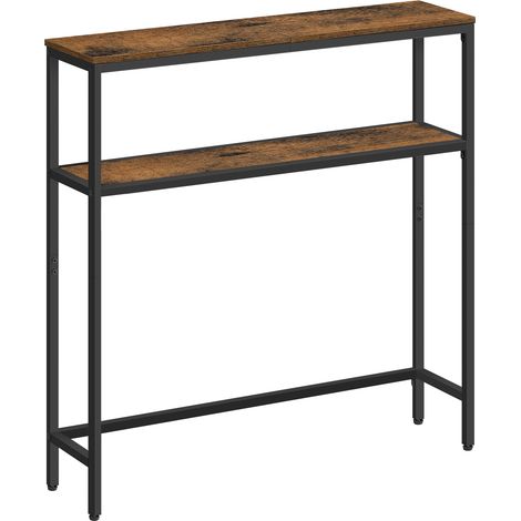 Vasagle – Console d'entrée 2 niveaux – Table d'appoint marron rustique et noir – Dimensions 20 x 80 x 80 cm – Idéale pour petits espaces