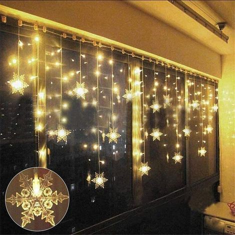 Guirlande lumineuse rideau LED 4 m – 8 modes, étanche IP44, pour décoration intérieure/extérieure de fenêtre, Noël ou mariage (1/5)