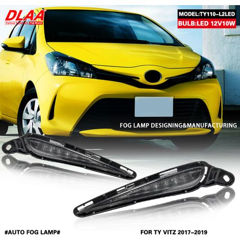 Kit Phares antibrouillard LED + Feux de jour pour Toyota Vitz / Yaris 2016 2017 2018 Paire gauche droite, éclairage blanc double fonction, carénage ABS fumé, montage plug & play pare-chocs avant (1/5)