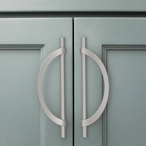 Poignée de meuble de cuisine argentée, 2 pièces, avec vis, en alliage de zinc, idéale pour les bureaux et les tiroirs, espacement des trous : 128 mm (1/5)