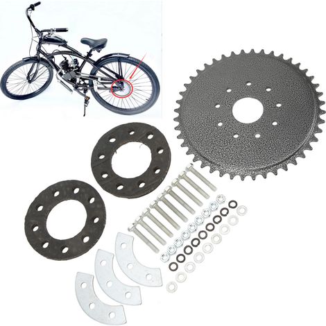 Pignon à 9 trous et 44 dents, compatible avec les moteurs 50cc, 66cc et 80cc (moteurs à essence). (1/5)