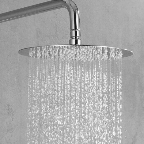 Douche Inox - Douche Economie d'Eau, Pommeau de Douche Ronde 30CM, Tete de Douche Pluie Universelle Filetage 1/2 Pouce (1/3)