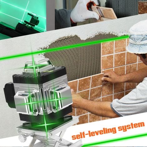 Niveau laser multifonctionnel à 16 lignes avec fonction d'autonivellement à 3°, outil de nivellement omnidirectionnel, autocollant pour sol et mur avec lignes obliques verticales, horizontales et obli